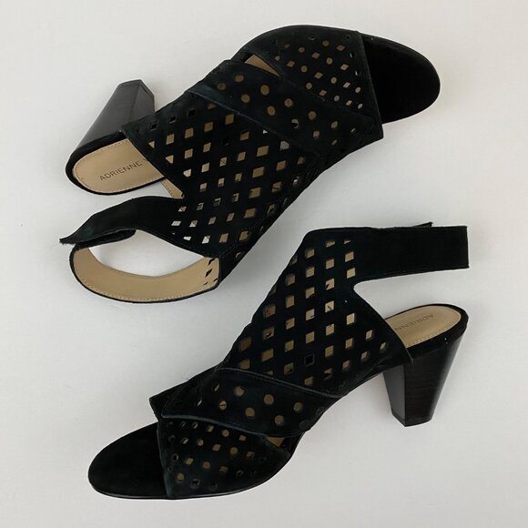 Adrienne Vittadini Phil Black Fine Leather Slingback Heeled Sandals Womens 8M - Picture 5 of 10